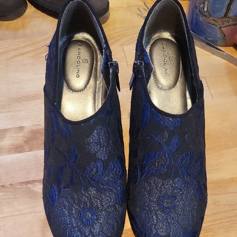 Bandolino Blue Floral Ankle Booties - Picture 2 of 5